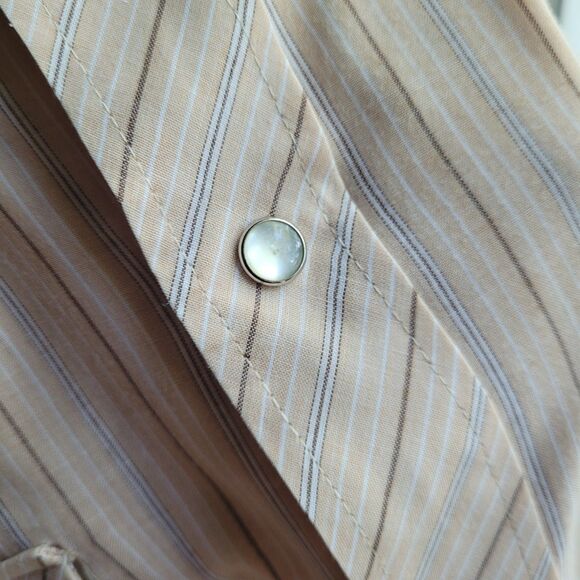 Rancher Westernwear Shirt 4XL Tall Man Snap Brown Stripe Short Sleeve Vintage - Picture 12 of 16